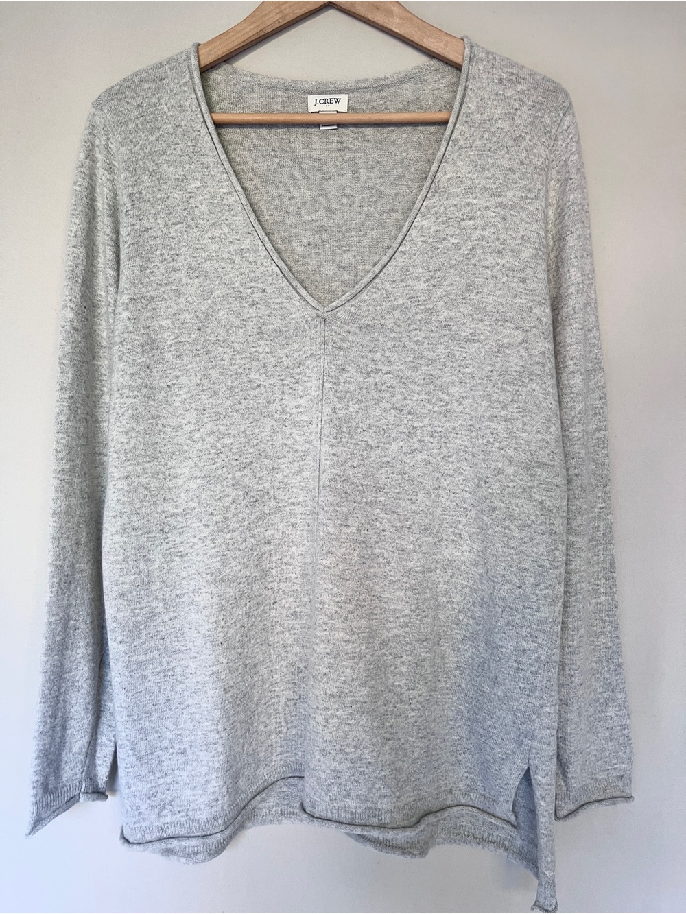 J.Crew Cotton Wool Blend V Neck Sweater Gray Relaxed Fit M
